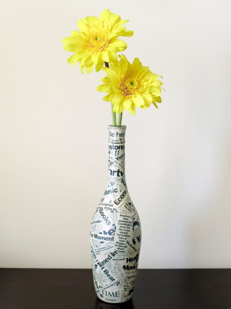 Ваза из молочной бутылки и джута для цветов. Оригинальная высокая ваза для декора интерьера рустик