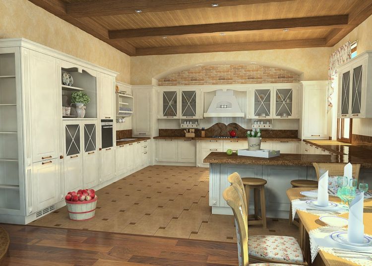 Дизайн кухни в частном доме с фото